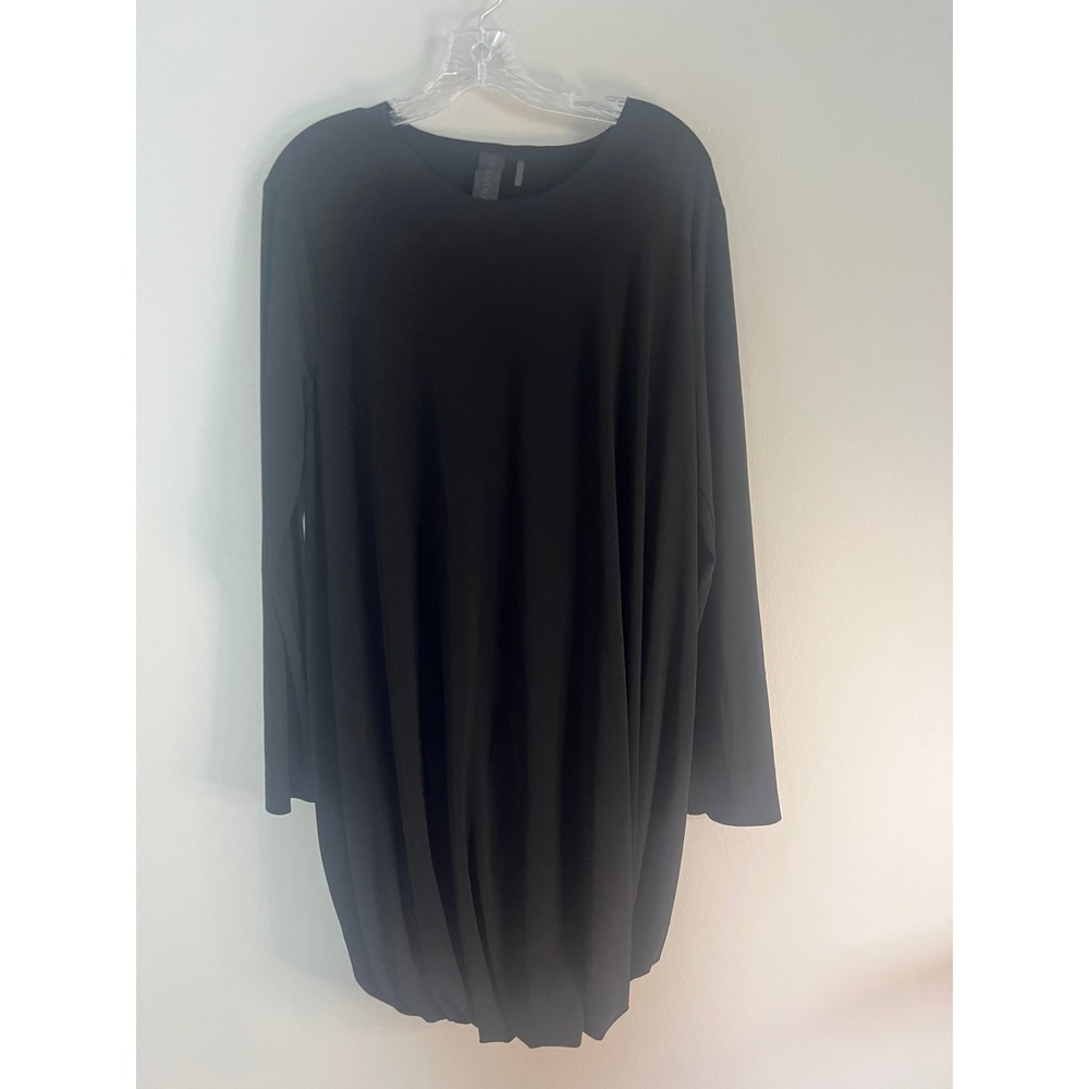 Norma Kamali Black Long Sleeve Bubble Hem Mini Dress Large Stretch Jersey‎